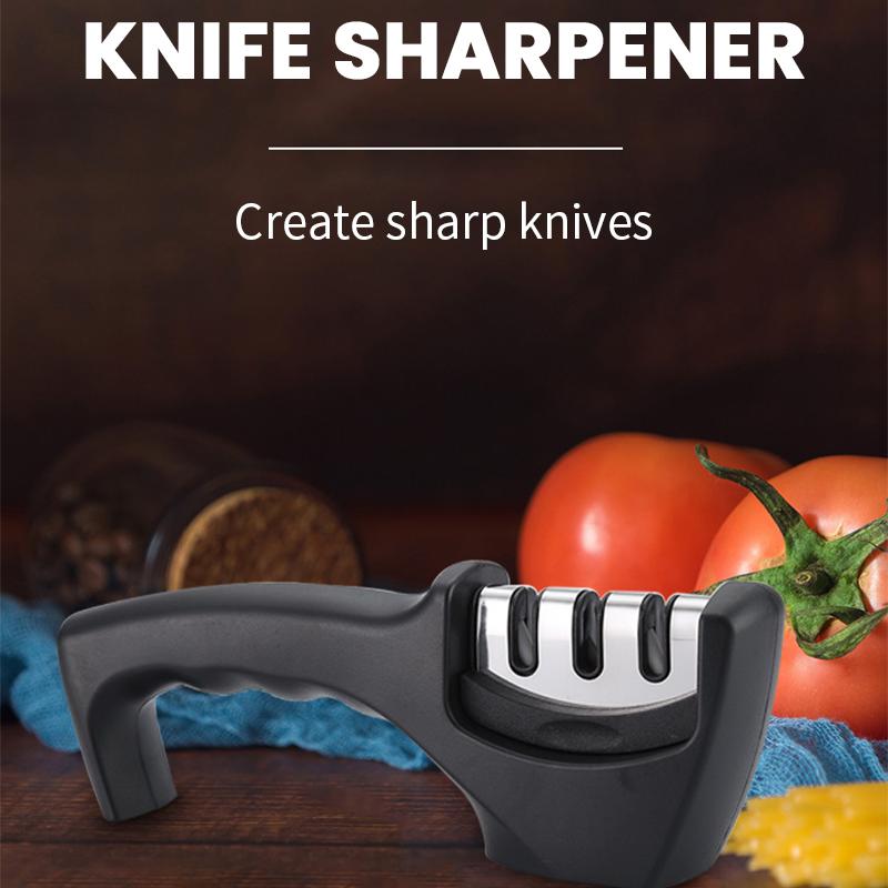 3-уровневая точилка Ручная точилка для ножей Точилка для кухонных ножей с нескользящим основанием