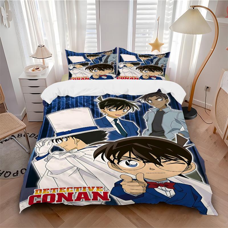 Detective Conan Mystery Print 3Pcs Bedding Setduvet Cover With 2 Bedropillowcase Home Birthday Gift
