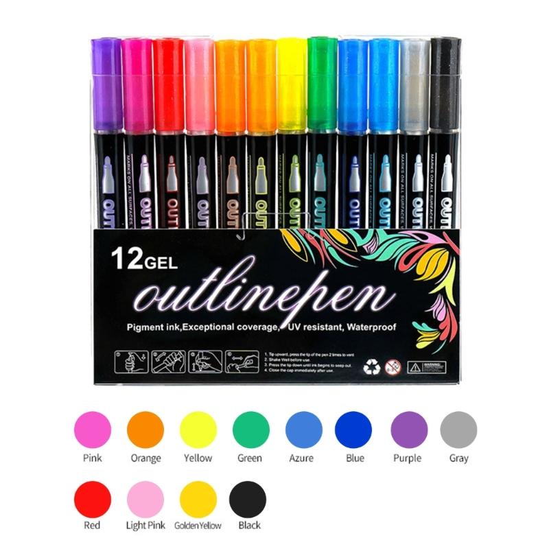 Marker Pen for Smooth Flow Glitter Gel Pen For Drawing Writing On Multiple Surfaces Fade Resistant Art Tools