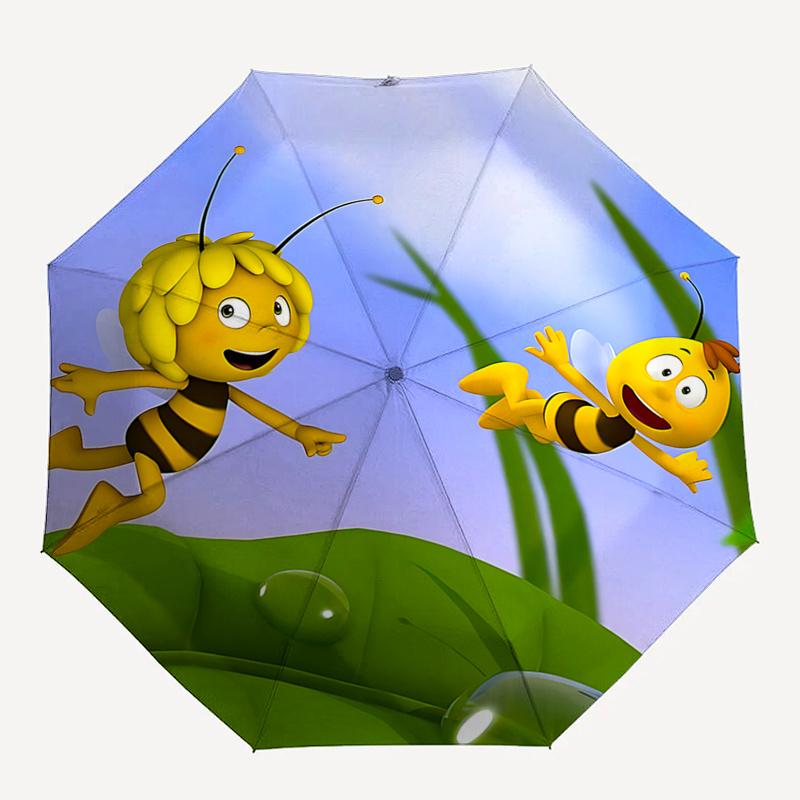 Bee Happy: Automatic Opening Folding Umbrella with 3 Fold Design, Iron Frame for Outdoor Use Perfect Gift for Fans and Travelers!0104083a