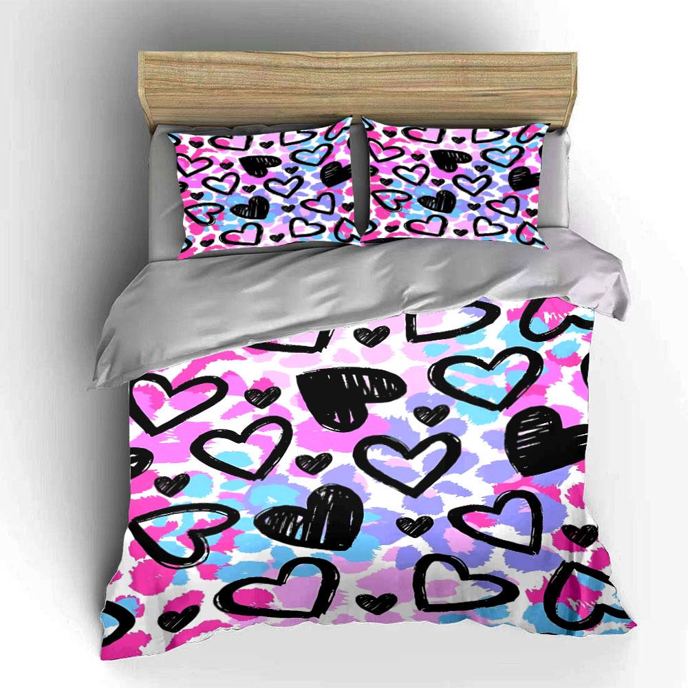 Colorful Hearts Bedding Set Bedding Duvet Cover Set Duvet Cover Pillowcases (1 * Duvet Cover 2 * Pillowcases, without duvet insert)