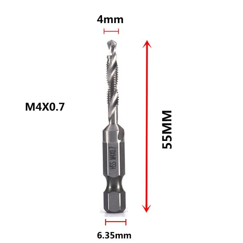 Hex Shank Titanium Plated HSS Screw Thread Metric Tap Drill Bits Screw Machine Compound Tap M3 M4 M5 M6 M8 M10 Hand Tools