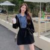 Denim Long-sleeved Sweatshirt Dress for Women Autumn New Korean Version Loose Age-reducing Small Person Street Dress