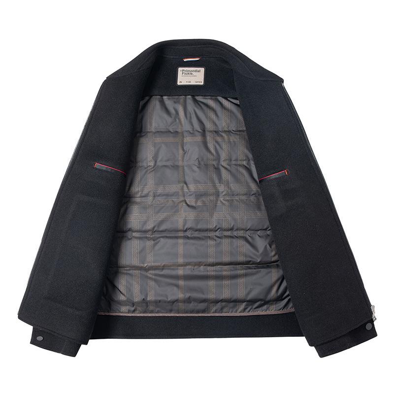 Куртка из чистой шерсти для мужчин среднего и пожилого возраста, осень и зима, новая однотонная простая куртка со съемным подкладом из двухслойной шерсти для мужчин