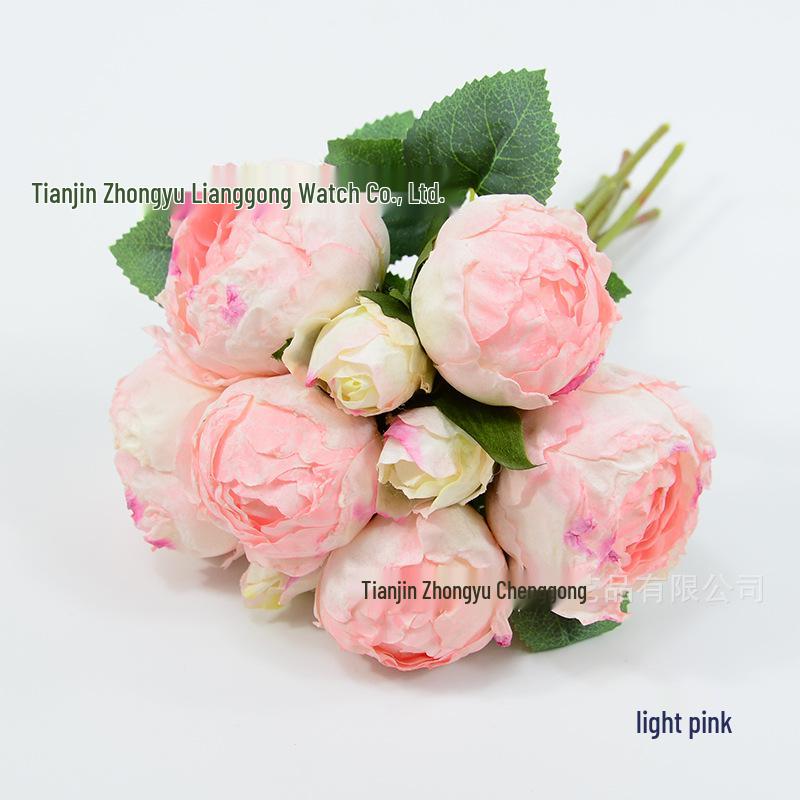 9-Head Rose Hand-Tied Bride's Bouquet for Wedding and Home Décor
