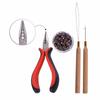 1 Pack Hair Extension Pliers Kit 100Pcs Micro Links/Beads+1Pcs Pulling Needle+1Pc 3 Holes Pliers Tools for Hair Extensions