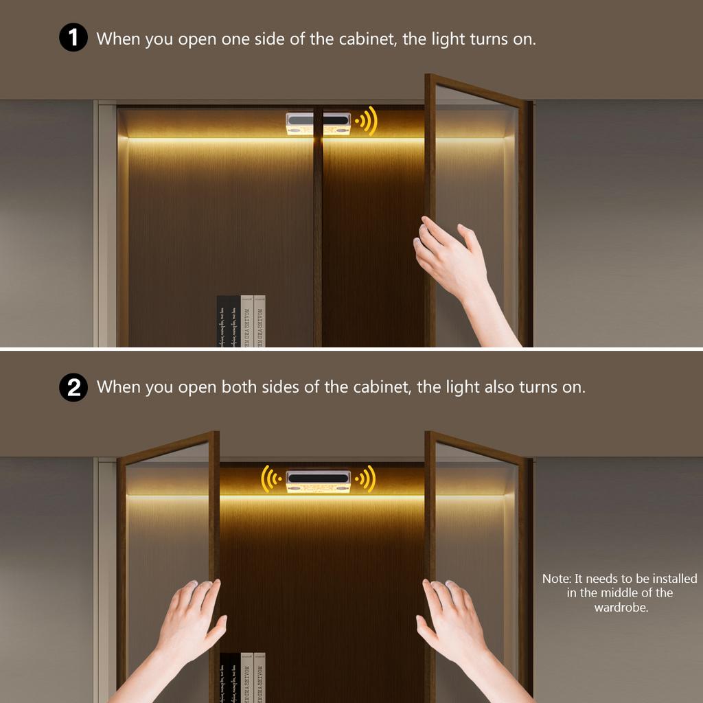 Motion Induction Led Strip DC24V Cob FCOB Lamp 320LED/M Door Open Sensor LED Kitchen Cabinet / Wall Chest Lighting Decor