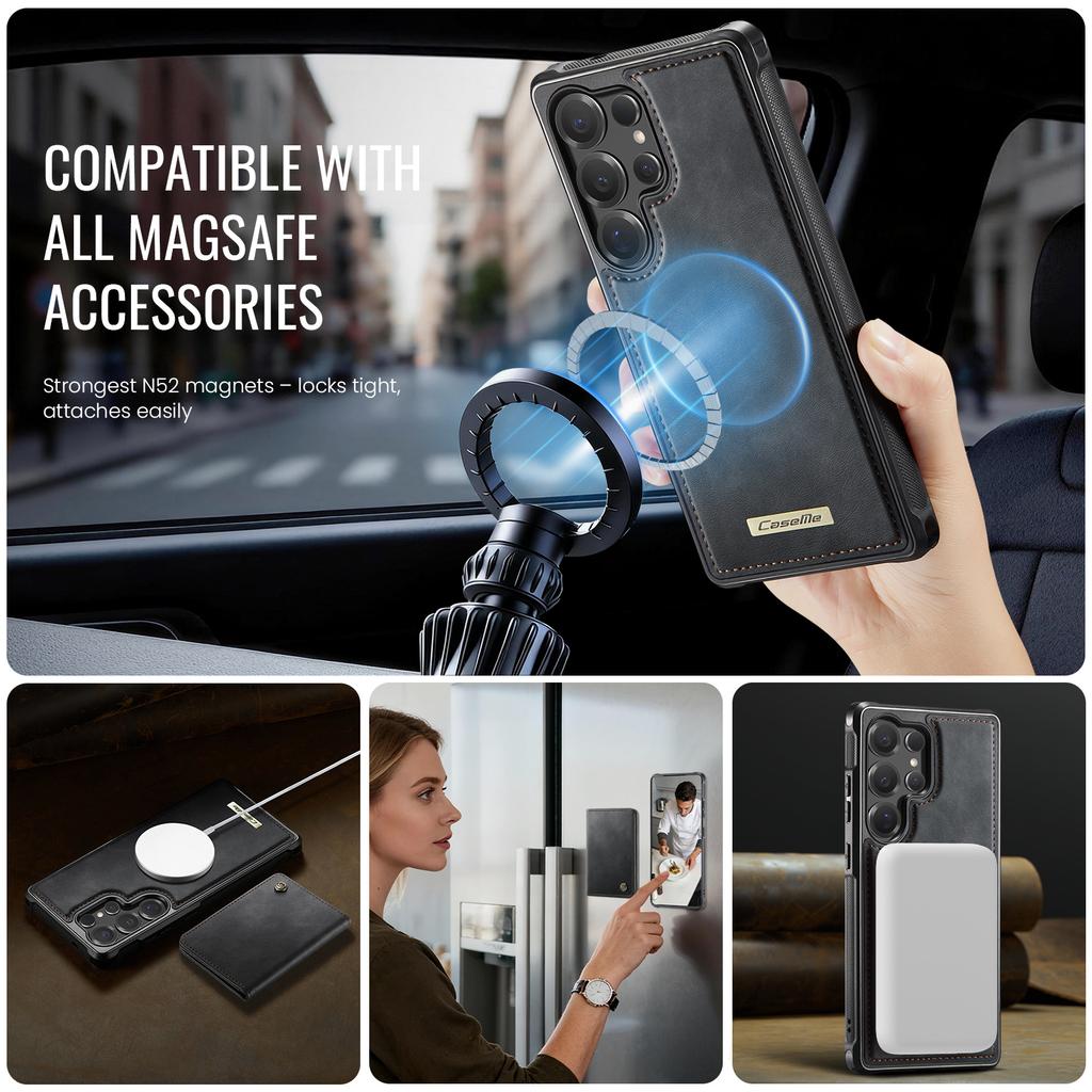For Samsung Galaxy S25 Ultra Magnetic Case CASEME ME80 Series Leather PC TPU Phone Cover with Detachable Wallet