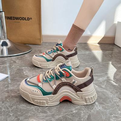 Инс корейская версия новых папиных кроссовок для женщин 2025 весна студенческие беговые спортивные на толстой подошве увеличивающие рост повседневные туфли для женщин K6001