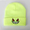 New Animation Cartoon Geng Gui Big Mouth Red Eyes Embroidery Autumn and Winter Wool Knitted Hat Pullover Thermal Hat