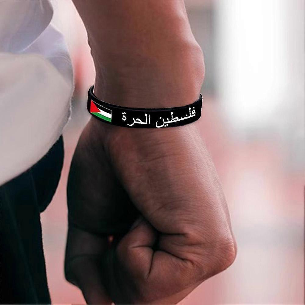 Free Palestine Bracelet with Palestinian Flag Silicone Protest Bracelet