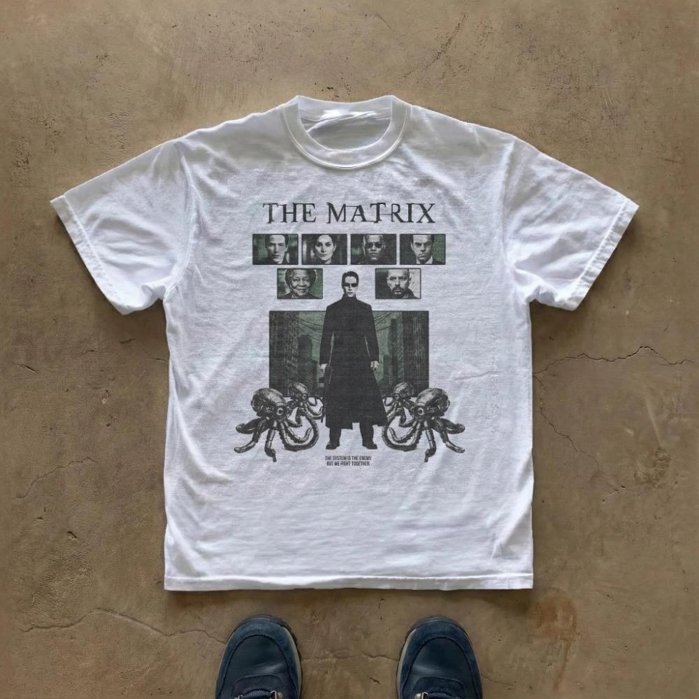 2026 The Matrix Movie Graphic Men Women T‑Shirt Vintage Retro Sci‑Fi Film Character Collage Print Crew Neck Casual Cotton Short Sleeve Tees Tops