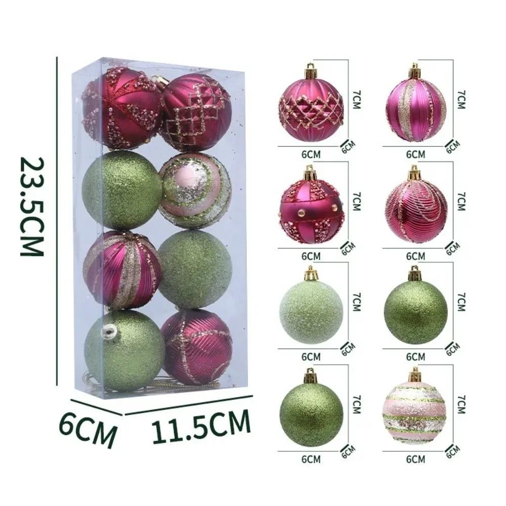 8pcs New 6cm Christmas Ball Pendant Plastics DIY Xmas Tree Charm Electroplated Christmas Supplies Party Decoration