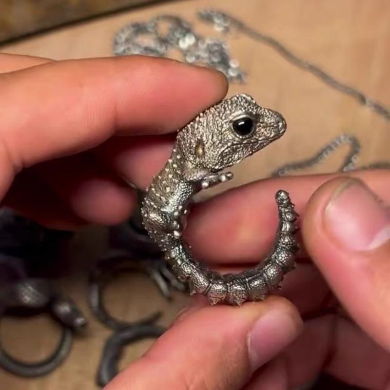 Silver Color Gothic Lizard Hip-Hop Open Rings For Charm Women Trendy Elegant Geometric Fashion Jewelry Personality Accessories