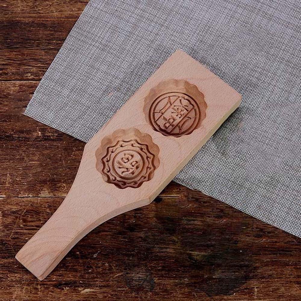 Double Slot Wooden Mooncake Mold Clear Texture Traditional Dessert Press Kitchen Gadgets