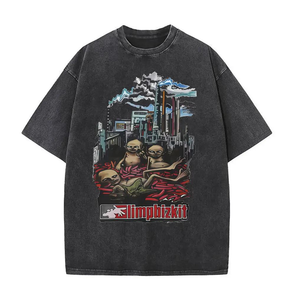 MXL Washed Vintage Rock Band Limp Bizkit Significant Other Print Tshirts Unisexs Women Hip Hop Retro Oversized Short Sleeve