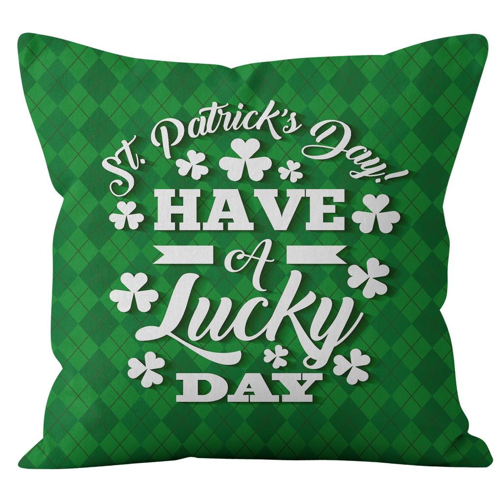 Наволочка для дома Ст. Наволочка на День святого Патрика Четырехлистный клевер Клетчатая Наволочка на диванную подушку