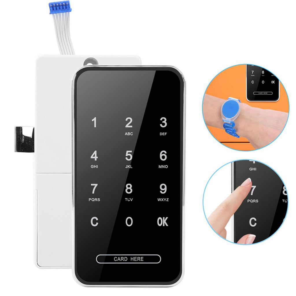 Electronic Password Card Lock RFID Smart Keyless Touch Screen for File Shoe Cabinet LockerSilver