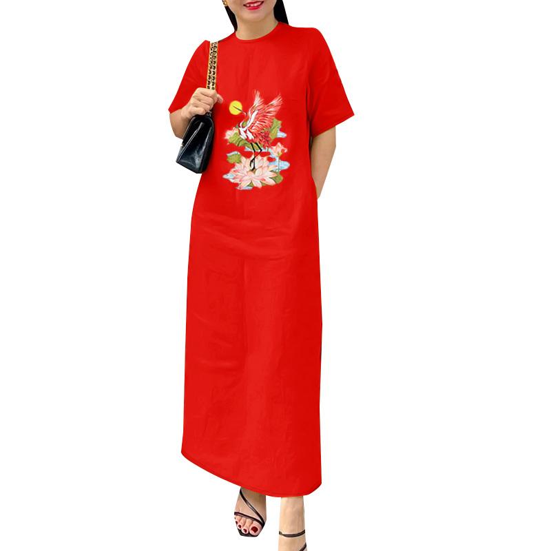 ZANZEA Женское повседневное платье с круглым вырезом и коротким рукавом