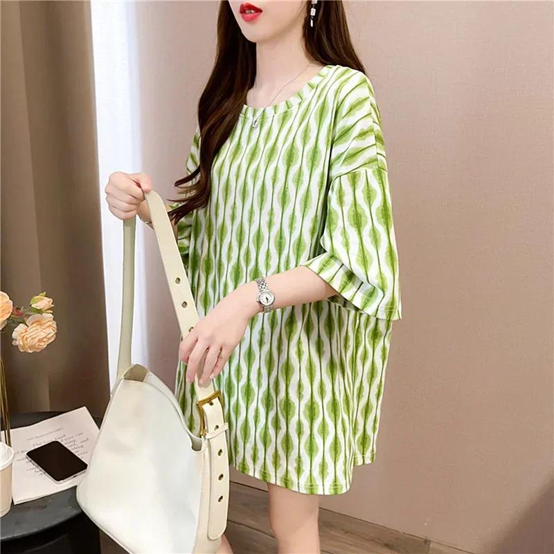 Летняя винтажная футболка с принтом Мода Женская Оверсайз Графические Длинные Футболки Y2k Топы Харадзюку хип-хоп Уличная одежда молодежная