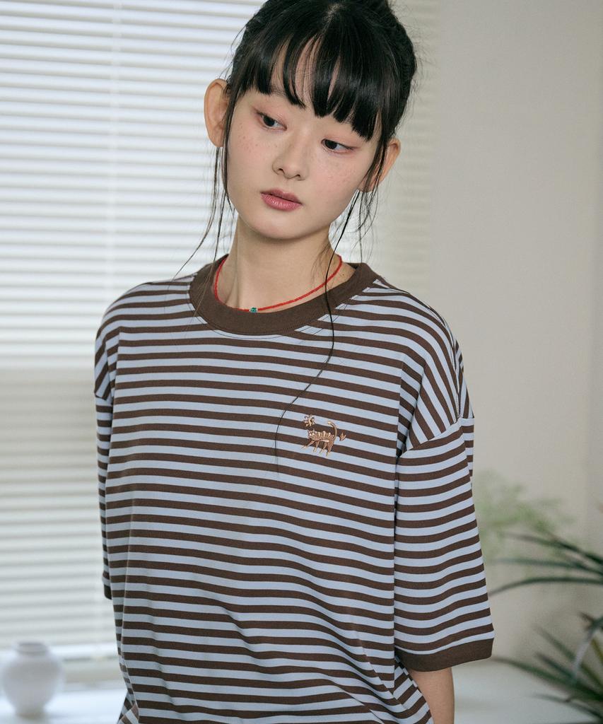 CPGN STUDIO Cat Stripe Ringer Tea Brown
