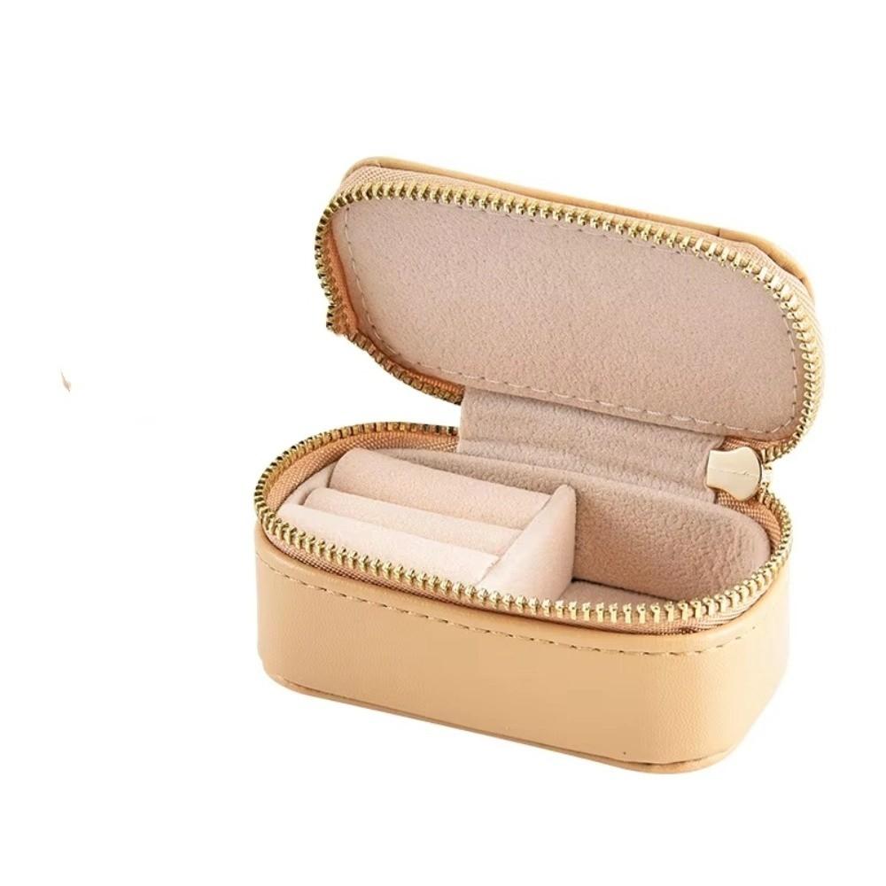 Zipper Mini Portable Jewelry Box Vintage Earring Organizer Lightweight Necklace Ring Case Women
