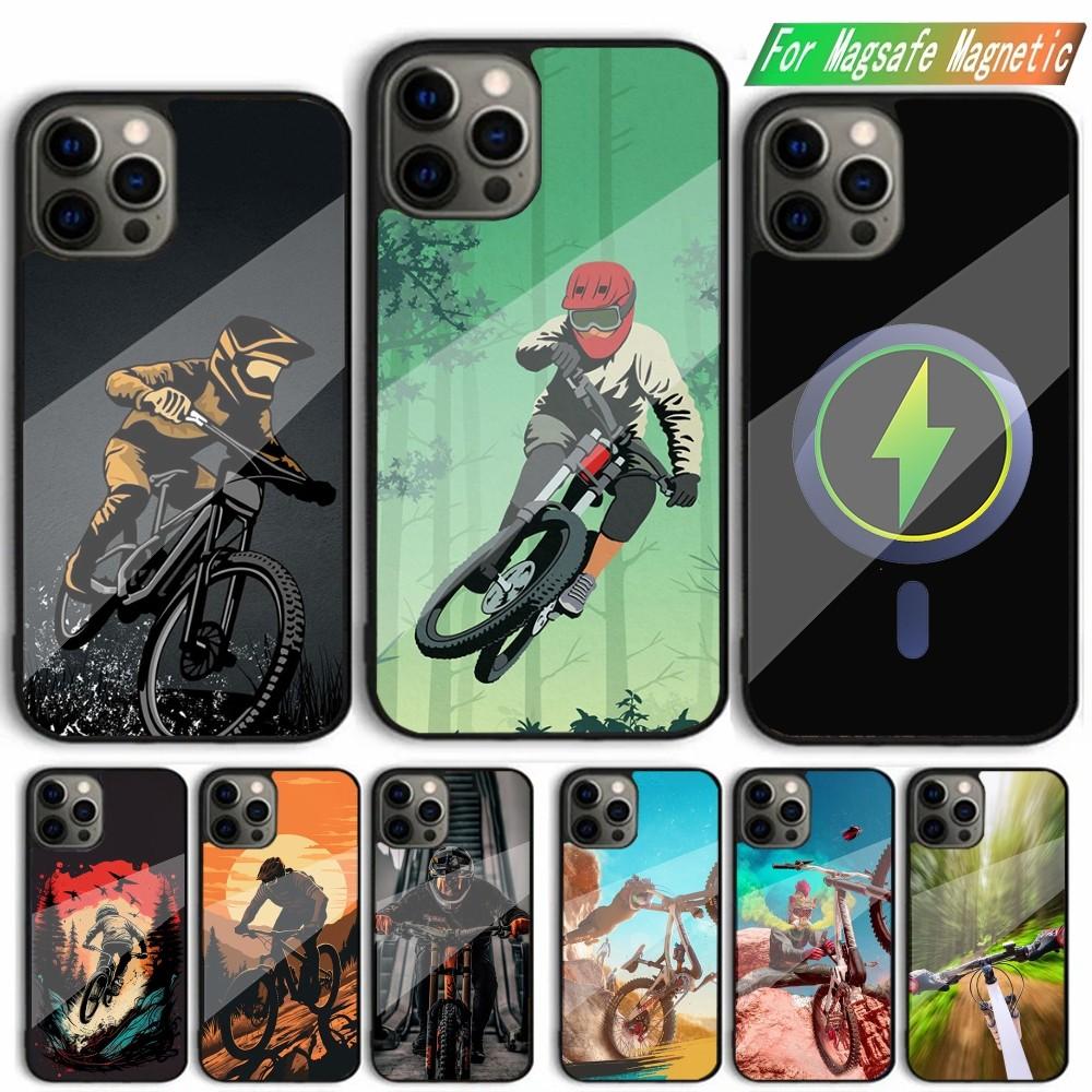 Потрясающий чехол для телефона на горный велосипед для iPhone 15,14,13,12,11,Plus,Pro,Max Mini, с магнитной беспроводной зарядкой MagSafe