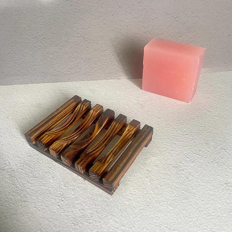 Natural Carbonized Pine Wood Soap Dish - Drain Water Rack Bamboo Soap Holder Wholesale Shavor Soap Bowel