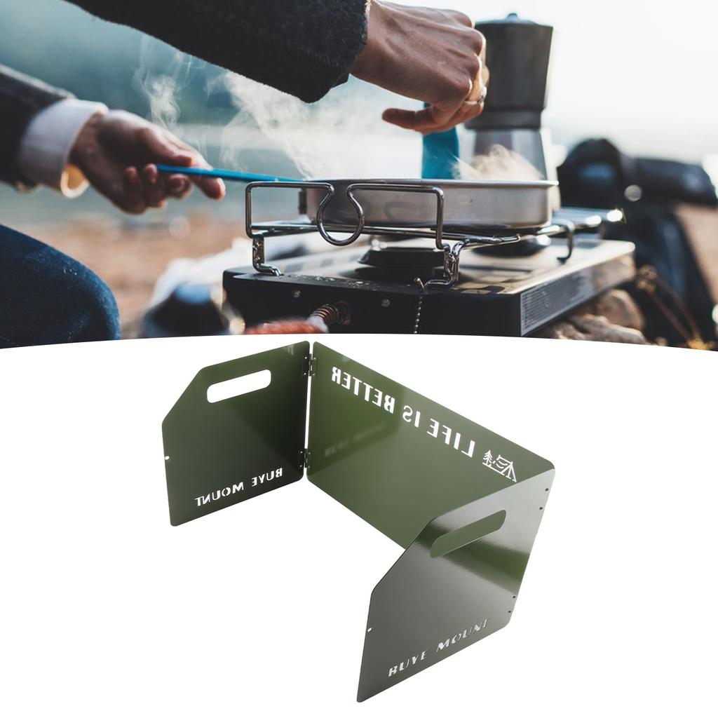 Camping Stove Windscreen Outdoor Folding Portable Metal Stove Windshield Wind Blocker Tri Folded