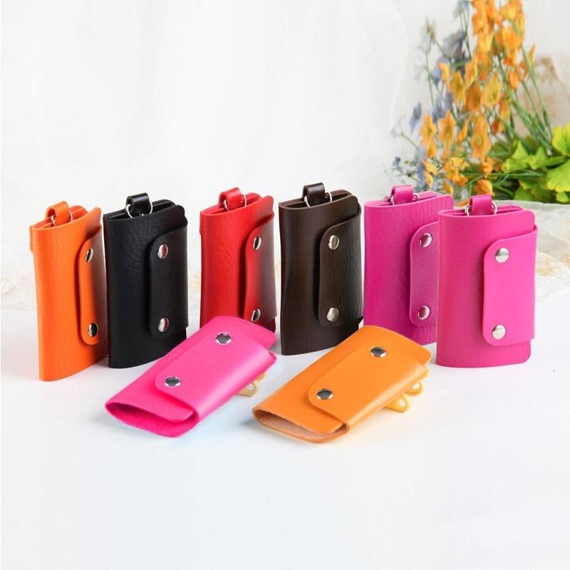 PU Leather Housekeeper Holders Car Keychain Keyring Bag Case Wallet Cover