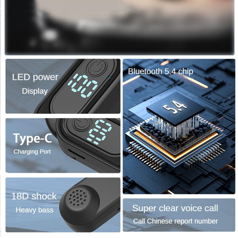 Наушник Bluetooth 5.4 Беспроводной Наушник с Заушным Креплением Hi-Fi Стерео Шумоподавление Гарнитура Водонепроницаемый Спортивный Вкладыш с Микрофоном