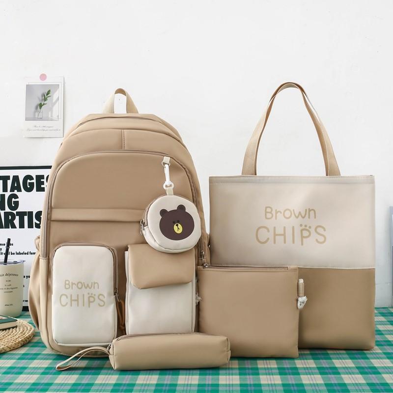 Рюкзак из трех предметов, набор цветных блоков, студенческий школьный рюкзак, женский рюкзак большой вместимости, сумка для письма с сумкой для ручек