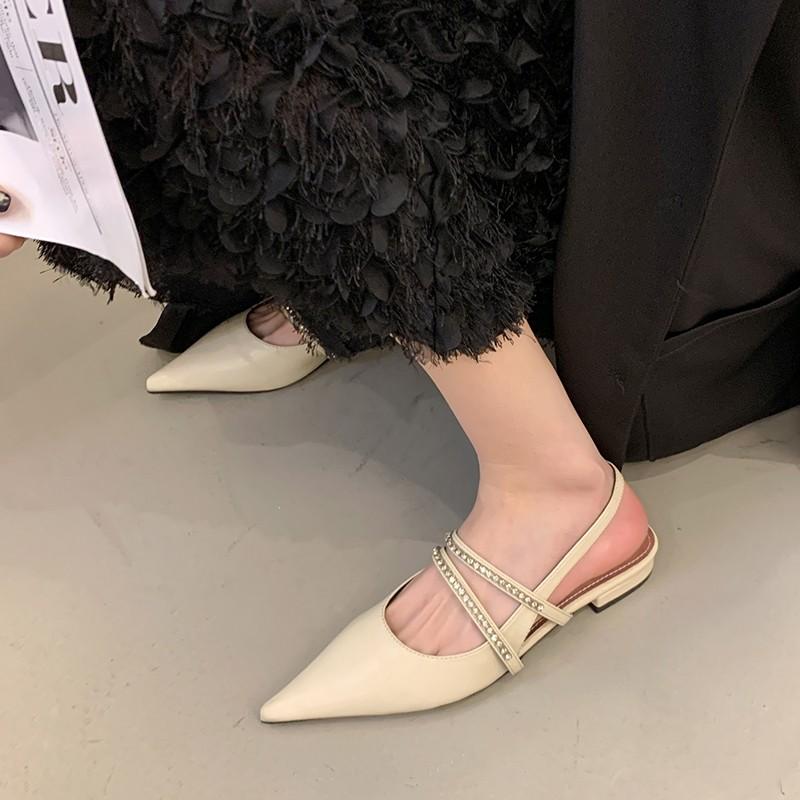 Новые летние роскошные женские босоножки для вечеринок 2025 года, сексуальные черные туфли на низком каблуке, модные и универсальные женские туфли под платье