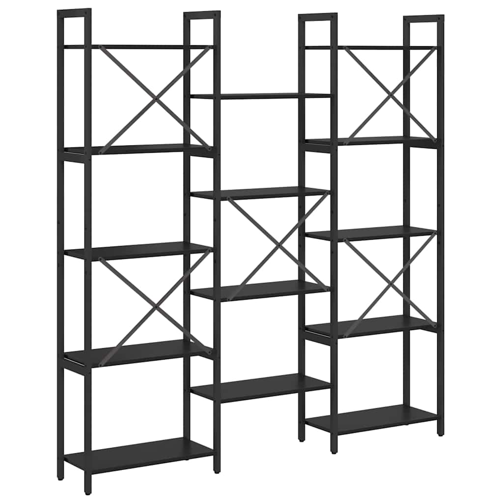 Bookshelf Black Oak Look 156 x 25 x 167 cm