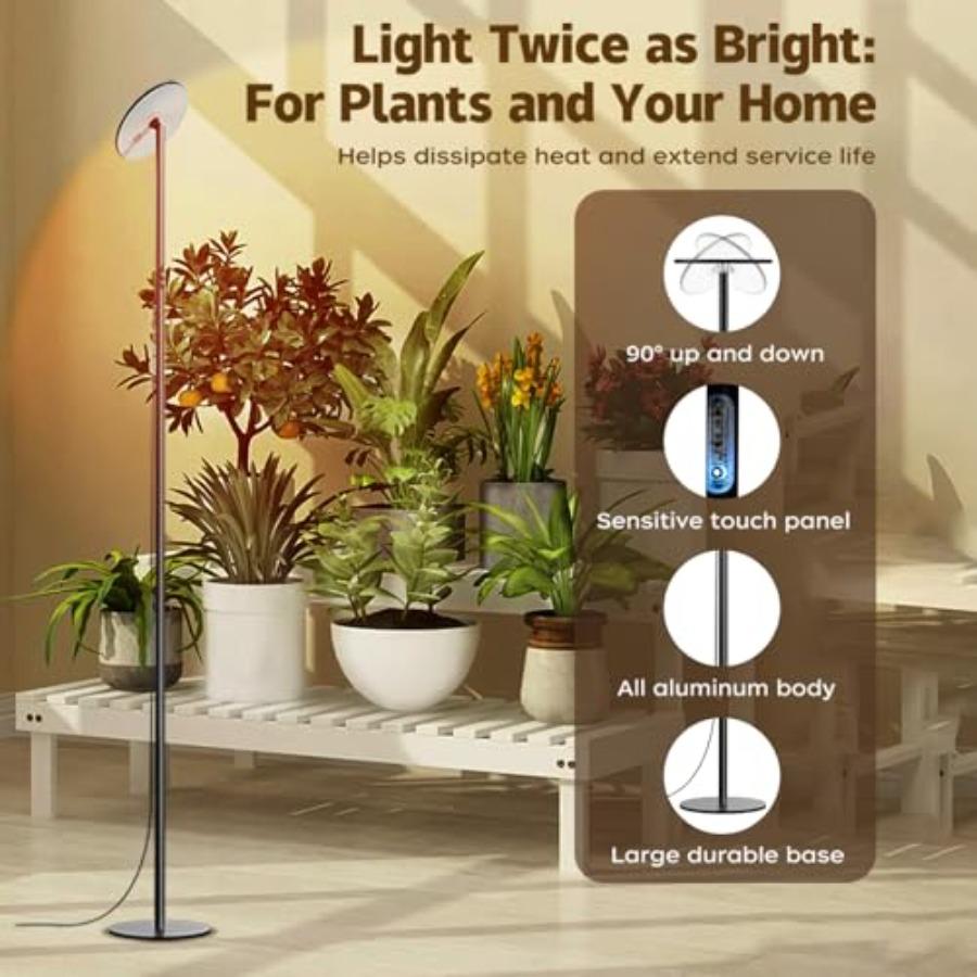 40W Full Spectrum Tall Grow Light 85'' Adjustable Standing Plant Light for Indoor Plants 10-Level Dimmable with 4/8/12H Timer S