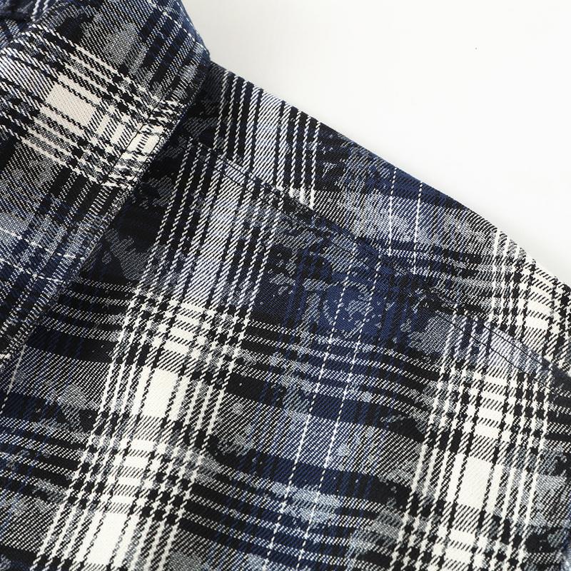 Vintage Plaid Shirt Oversized Outerwear Man Jackets Plus Size 4XL-11XL Casual Long Sleeve Top