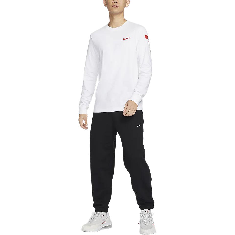 Nike Серия Valentines Day, однотонная, с круглым вырезом, повседневная, с длинным рукавом, SS24, мужские футболки, белые FV3994-100