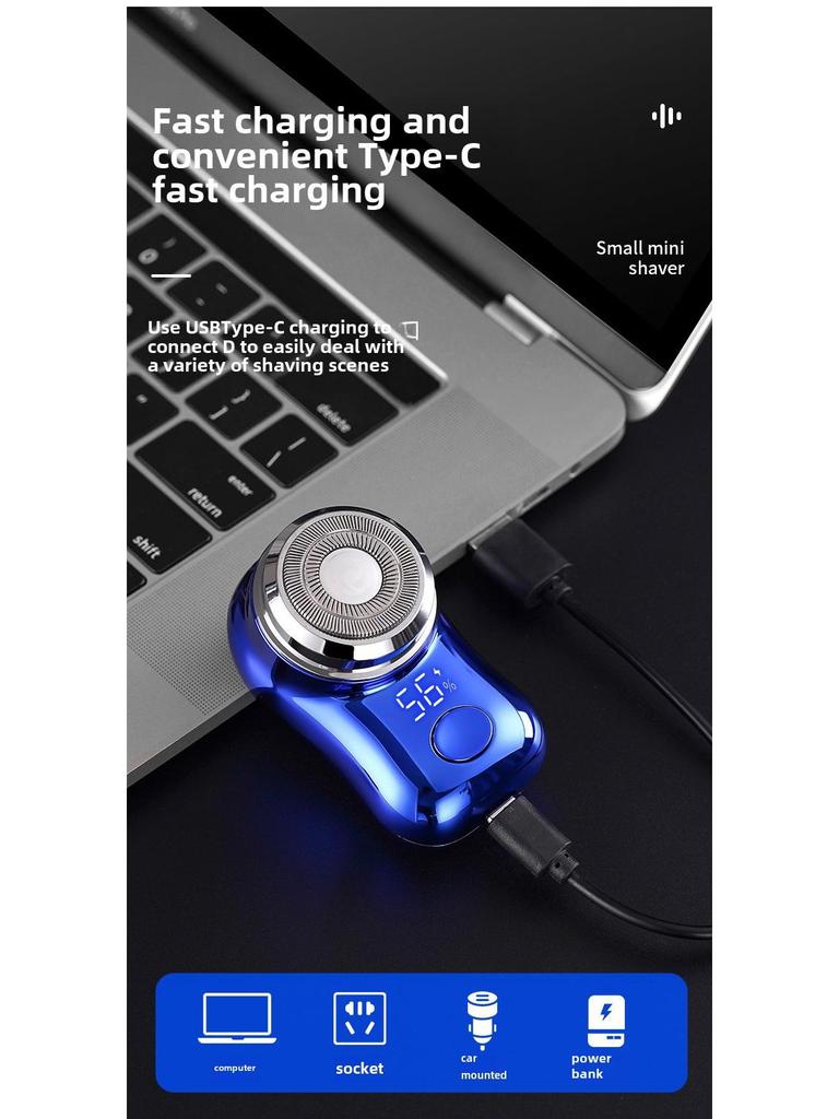 Модернизированная портативная бесшумная мини-электробритва - двойное кольцевое лезвие для мужчин