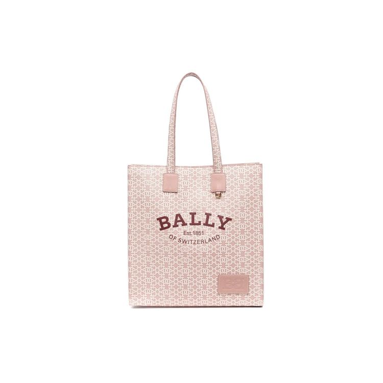Bally Классический узор с логотипом Нагрудная нашивка с логотипом Магнитная застежка Сумка-тоут Женские сумки Розовый 6300122