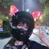 2Pcs Motorcycle Helmet Cat Ears Decoration With Colorful LED Light Plush Motocross Helmet Full Face Off Road Helmet Decor