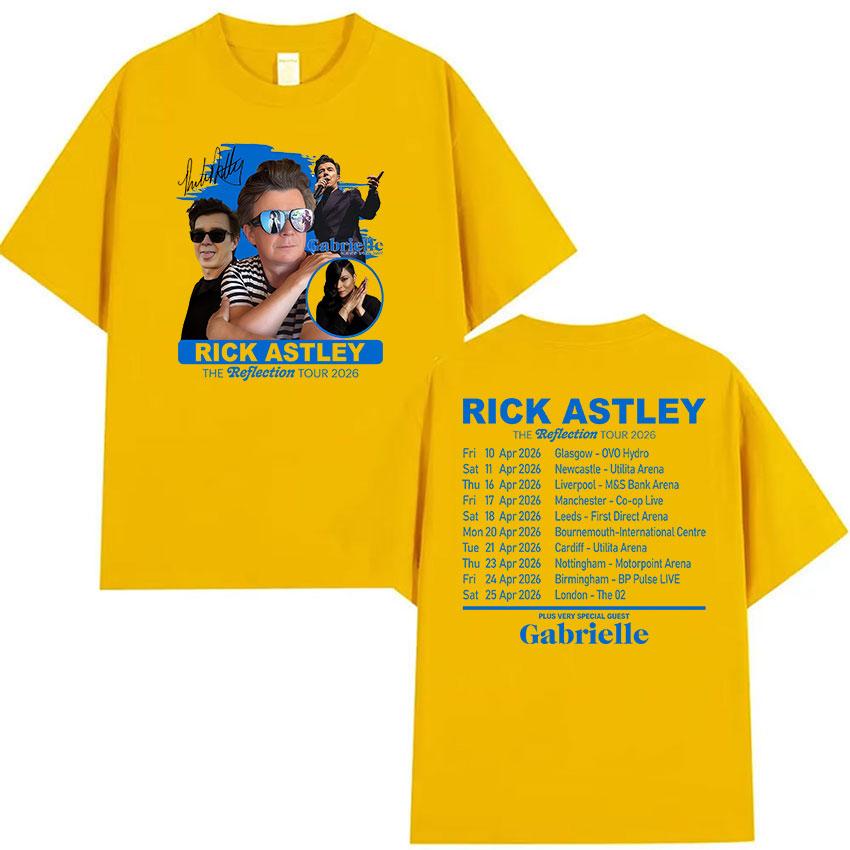 Rick Astley The Reflection Tour 2026 Print T Shirt Unisexs Vintage Fashion Cotton Short Sleeve Tshirts Hip Hop Clothing Tshirt