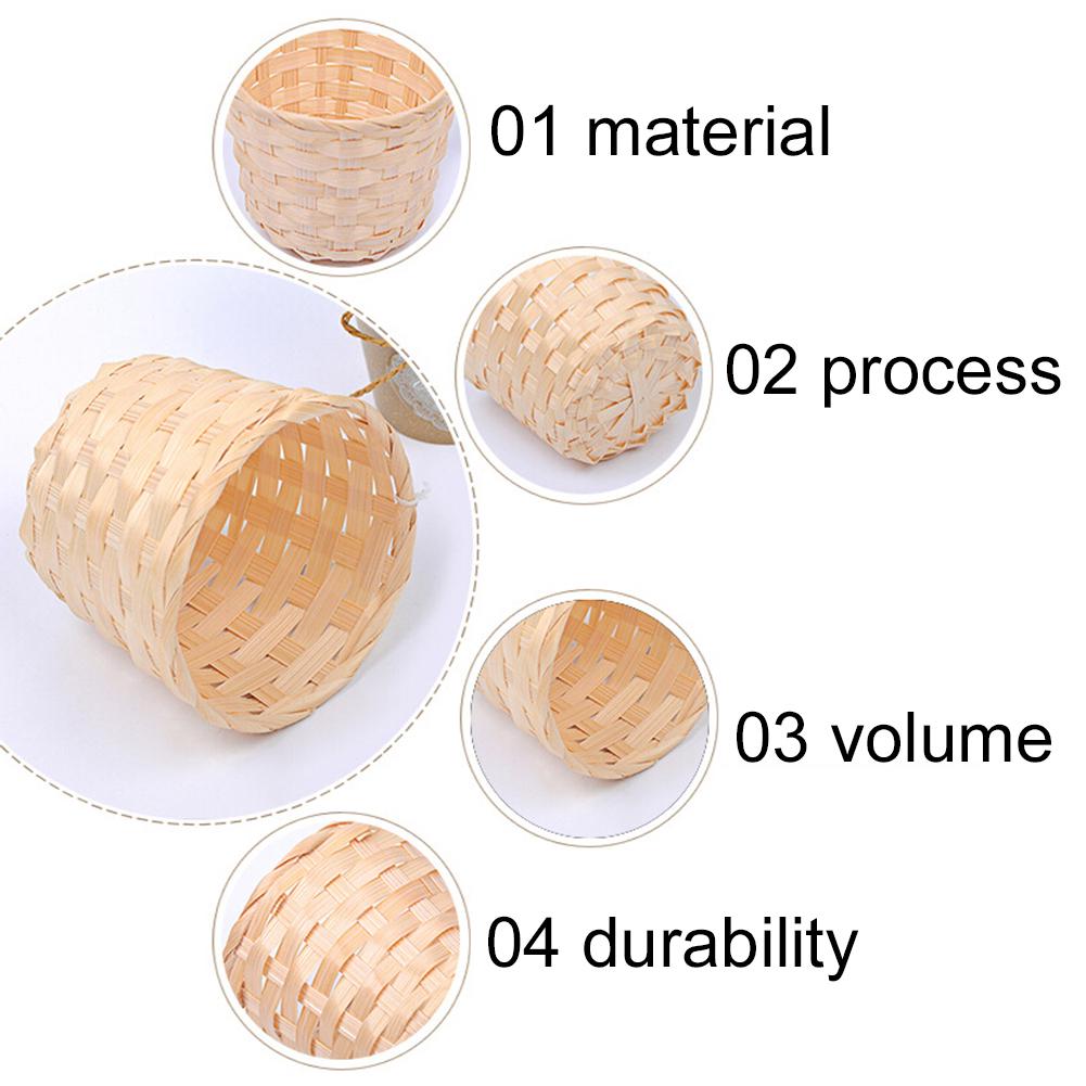 Бамбуковая тканая корзина, бюстгальтер, органайзер для мелочей, коробка для растений из ротанга, настольный контейнер