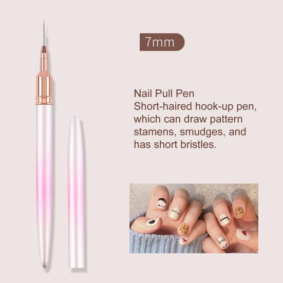 5Pcs Nail Painting Pen Elongated Lines DIY Nylon Wool Durable Manicure Edge Puller Set Polish Salon