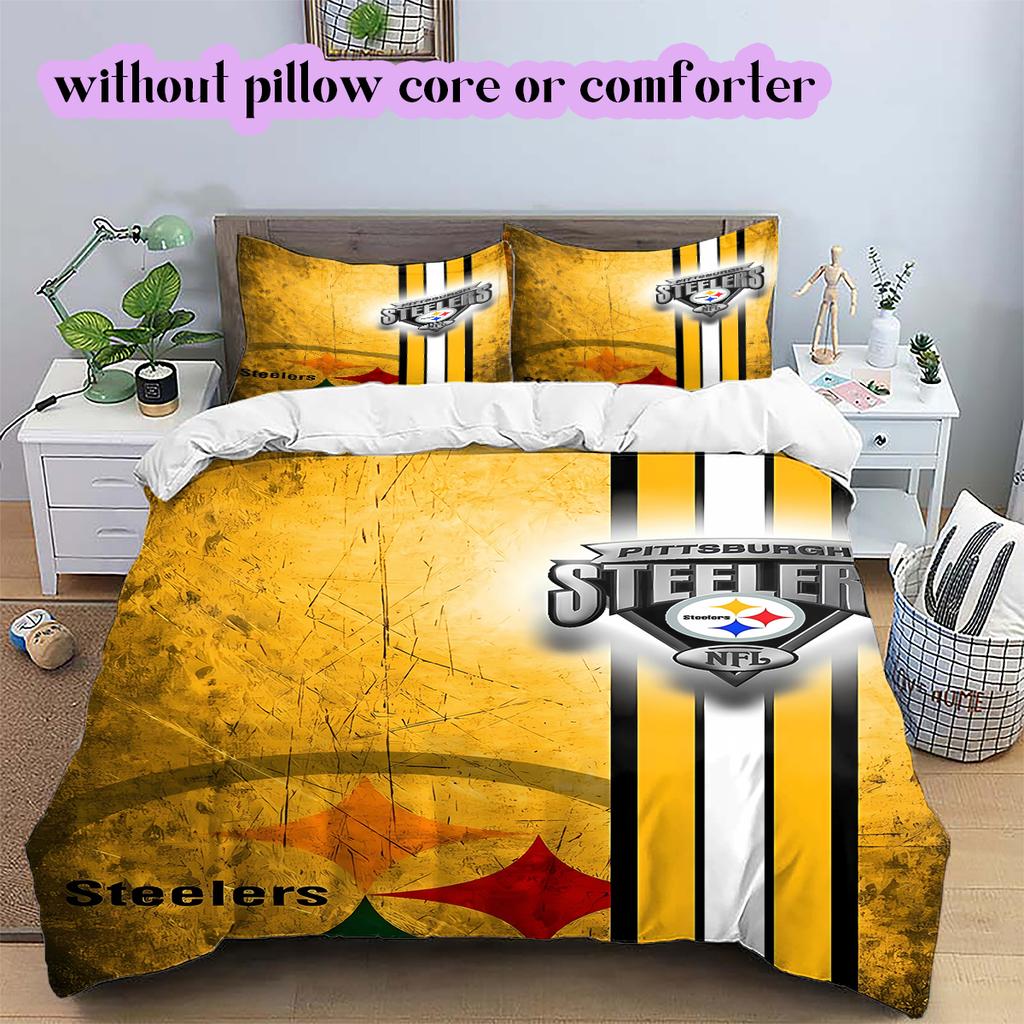 Pittsburgh Steelers Pattern Bedding Quilt Set Quilt Cover Pillowcase Home Decoration Birthday Gift (1 * duvet cover + 2 * pillowcase, without core)