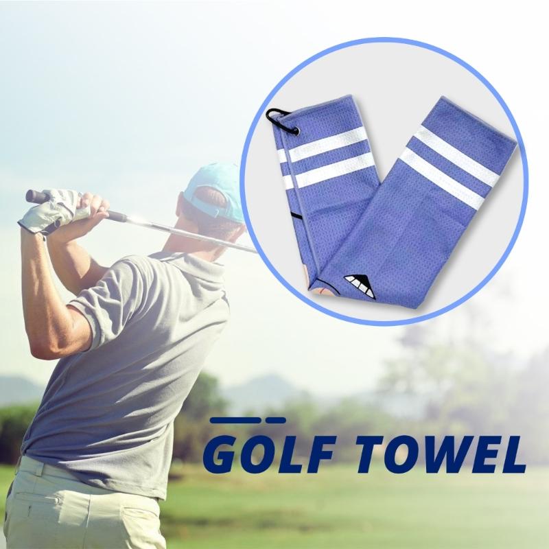 Water-Absorption Cloth Golfs Club Head Wipe Cloth Cleaner Wipe Cloth Microfiber Golfs Cleaning Towel with Buckles Hook