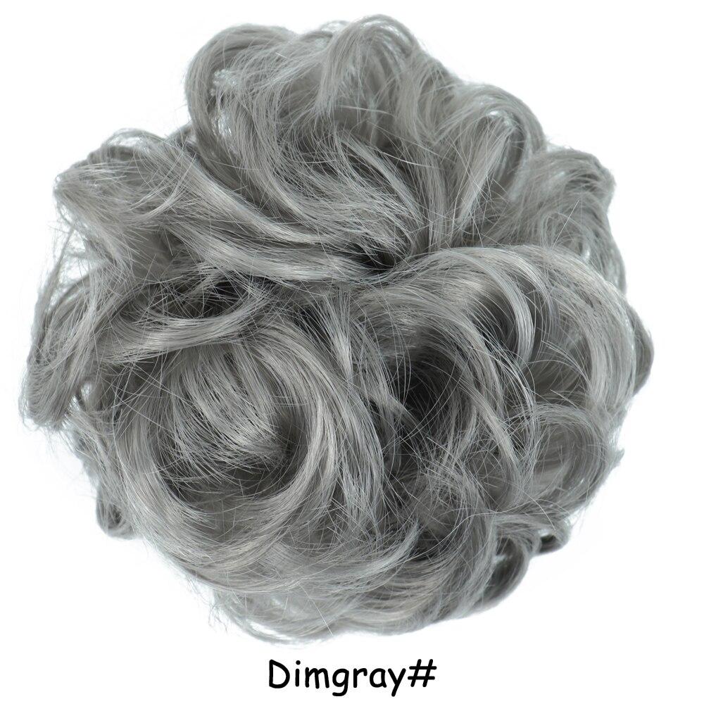 MISS WIG Women Messy Chignon Donut Hair Bun Fake Hair Elastic Chignon Synthetic Fiber Hairpiece Gray Black Brown Color