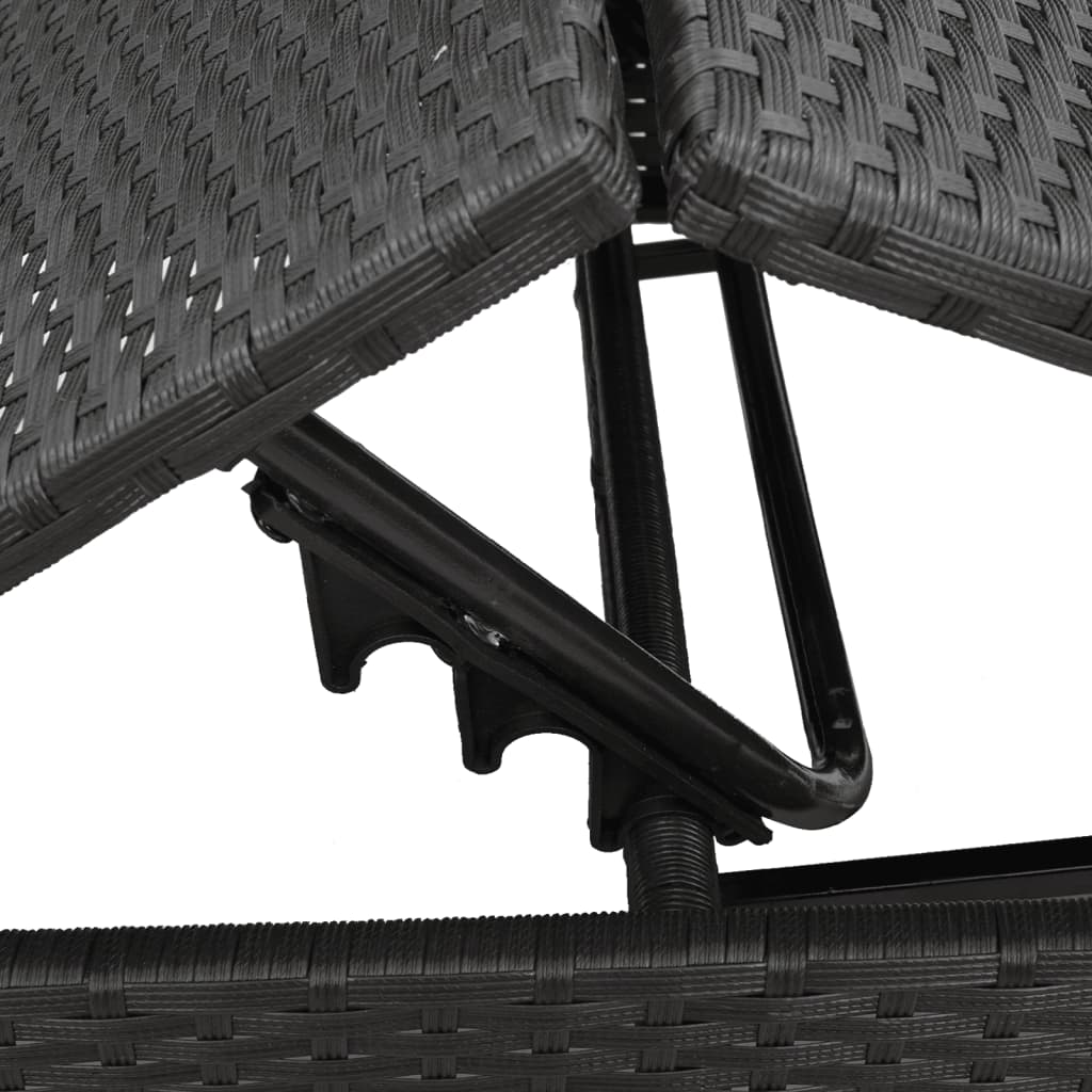 Black Sun Lounger with Cushion Poly Rattan