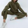 Two Piece Set Thicken Fleece Sweatshirt Women Winter Oversize Hoodies Elastic Harem Pant Suits Female BF Casual Clothing