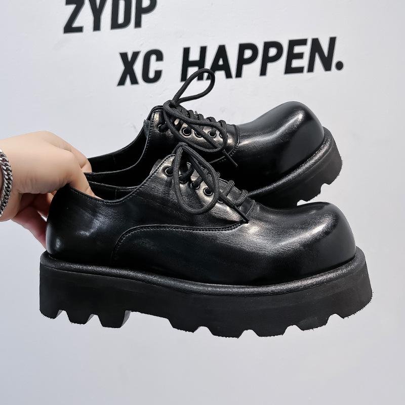 Новые кожаные туфли мужские корейские версии трендовые универсальные дышащие туфли в британском стиле на толстой подошве формальные мужские туфли 6123-A