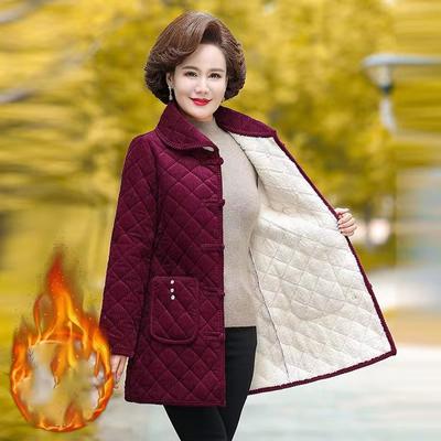 Куртка для женщин среднего возраста, зимняя флисовая толстая вельветовая верхняя одежда, женское пальто с хлопковой подкладкой, базовое женское пальто